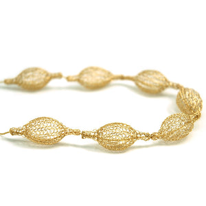 7 Crocheted gold filled organic pod necklace , unique handmade wire crochet jewelry - Yooladesign