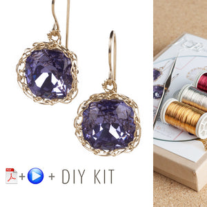 DIY Vintage Earrings Kit, DIY jewelry , Tools and Supply , ISK starter , Video Tutorial, Swarovski dangle earrings - Yooladesign