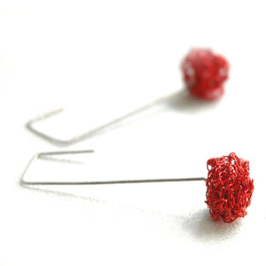 modern red wire crochet earrings pattern - Yooladesign 