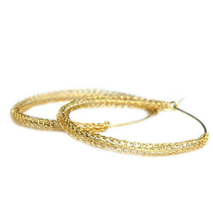 Giant Gold Hoop Earrings , Gold Wire Crochet Jewelry , Fashion Jewelry , Unique Design - Yooladesign