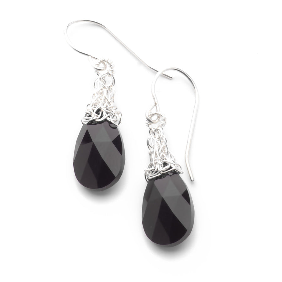 Yoola Black Onyx & Silver Crystal Earrings - Yooladesign