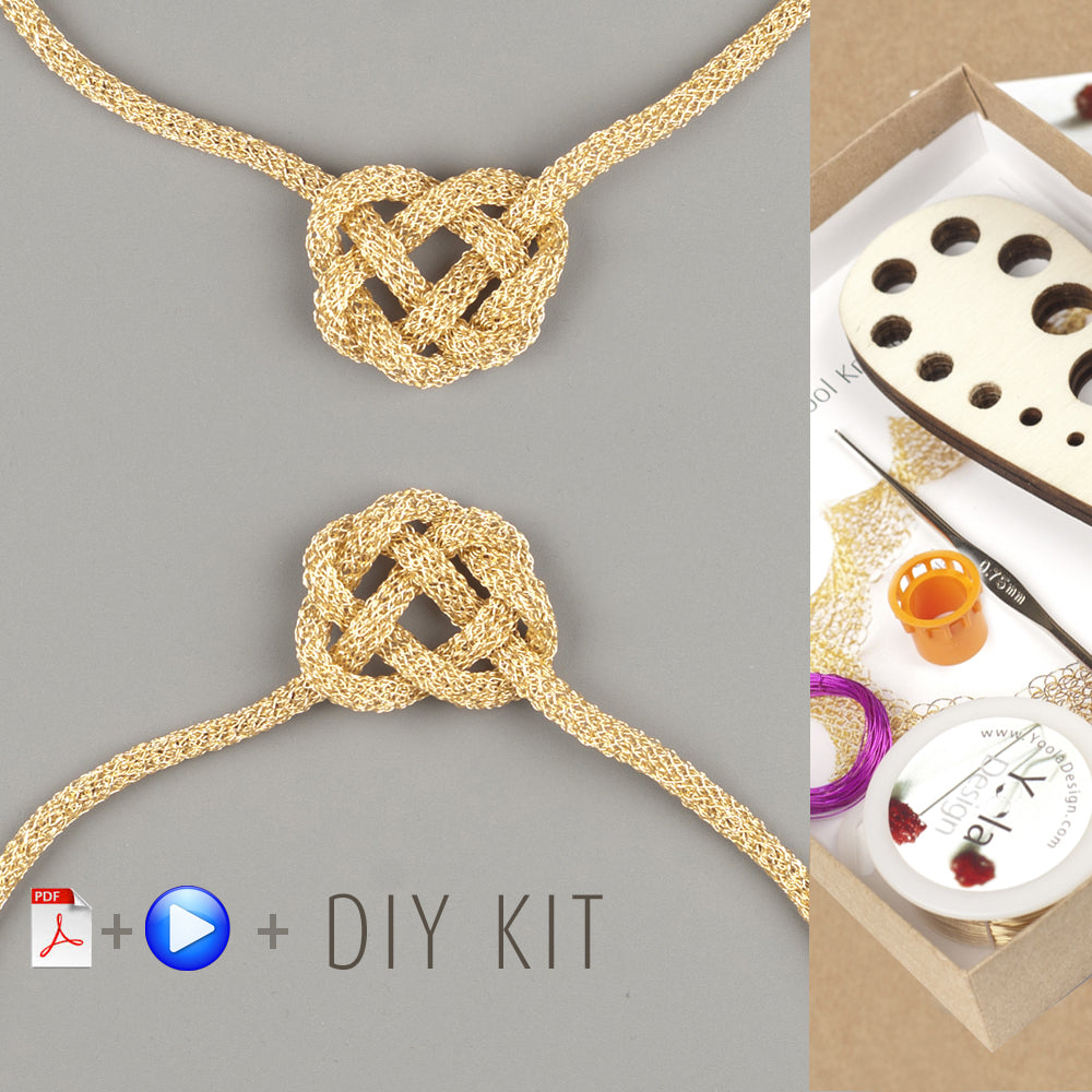 BOLD celtic heart necklace wire crochet DIY KIT - Yooladesign