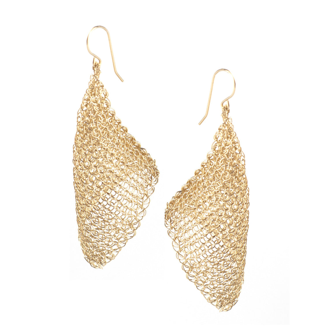 CALLA gold wire crochet earrings , long elegant crocheted earrings - Yooladesign