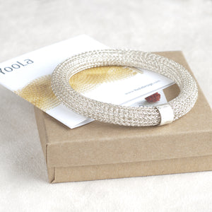 Chunky Sterling silver Bangle bracelet , Wire Crochet Bracelet - Yooladesign
