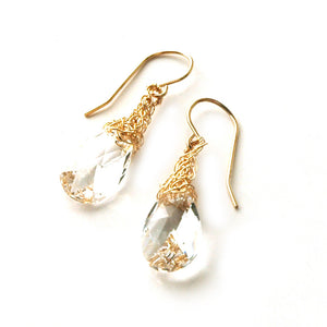 Clear Crystal Earrings, Gold Filled clear Swarovski - Yooladesign