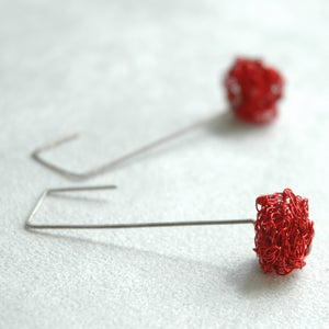 RED cube Crochet Earrings tutorial - PDF and video pattern, Wire crochet tutorial , Jewelry making - Yooladesign