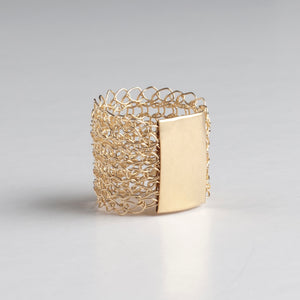 Geometric Gold Ring - wire crochet statement ring - Yooladesign