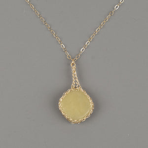 Rectabgle Olive Jade Pendant necklace in gold - Yooladesign