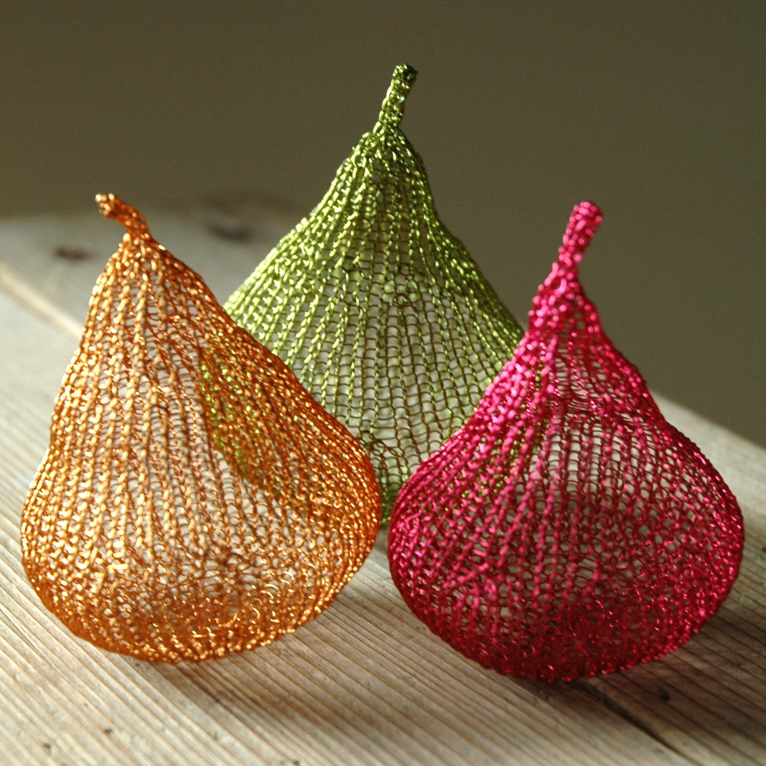 Home Deco Pears, Handmade Wire Crochet Home Accents - Yooladesign