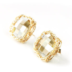Post Earrings , Amber geometric earrings - Yooladesign