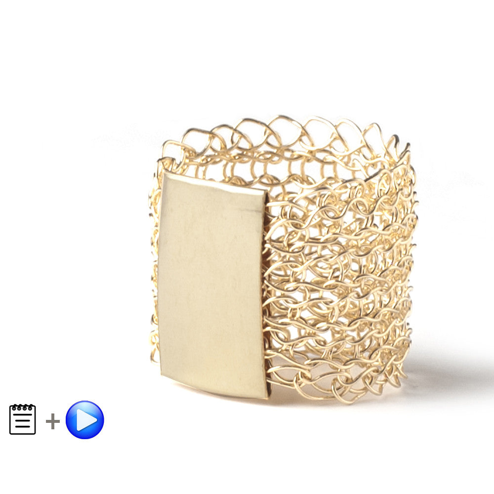 Gold Stamp Ring - Recipe - Partial wire crochet pattern - Yooladesign