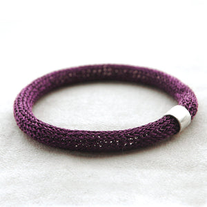 Chunky Bangle bracelet , Purple bracelet with a sterling tube bead - Yooladesign