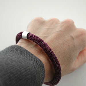 Chunky Bangle bracelet , Purple bracelet with a sterling tube bead - Yooladesign