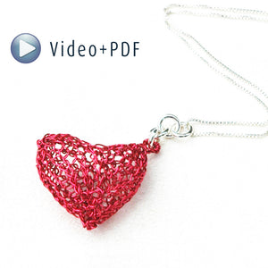 How to crochet a heart , bubble metal knitted heart, VIDEO tutorial - Yooladesign