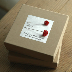 Cube RED earrings - Wire Crochet Earrings - Modern Jewelry - Geometric Earrings - Urban Fashion - Yooladesign