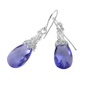 Amethyst Crystal Earrings, silver dangle Swarovski earrings - Yooladesign