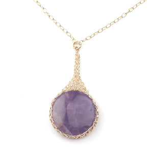Amethyst necklace , pendant charm necklace - Yooladesign