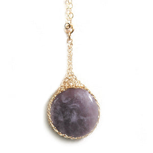 Amethyst necklace , pendant charm necklace - Yooladesign