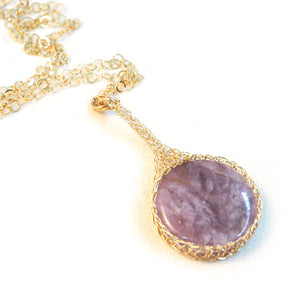 Amethyst necklace , pendant charm necklace - Yooladesign