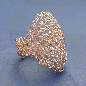 Oval Rose Gold Ring , Glamorous Wire Crochet Jewelry, Romantic Rose Gold , Gold Filled Ring - Yooladesign