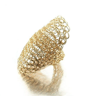 Cleopatra gold ring , wire crochet yellow gold filled ring - Yooladesign