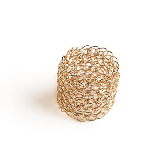 Wire crocheted band ring , yellow gold filled - Yooladesign