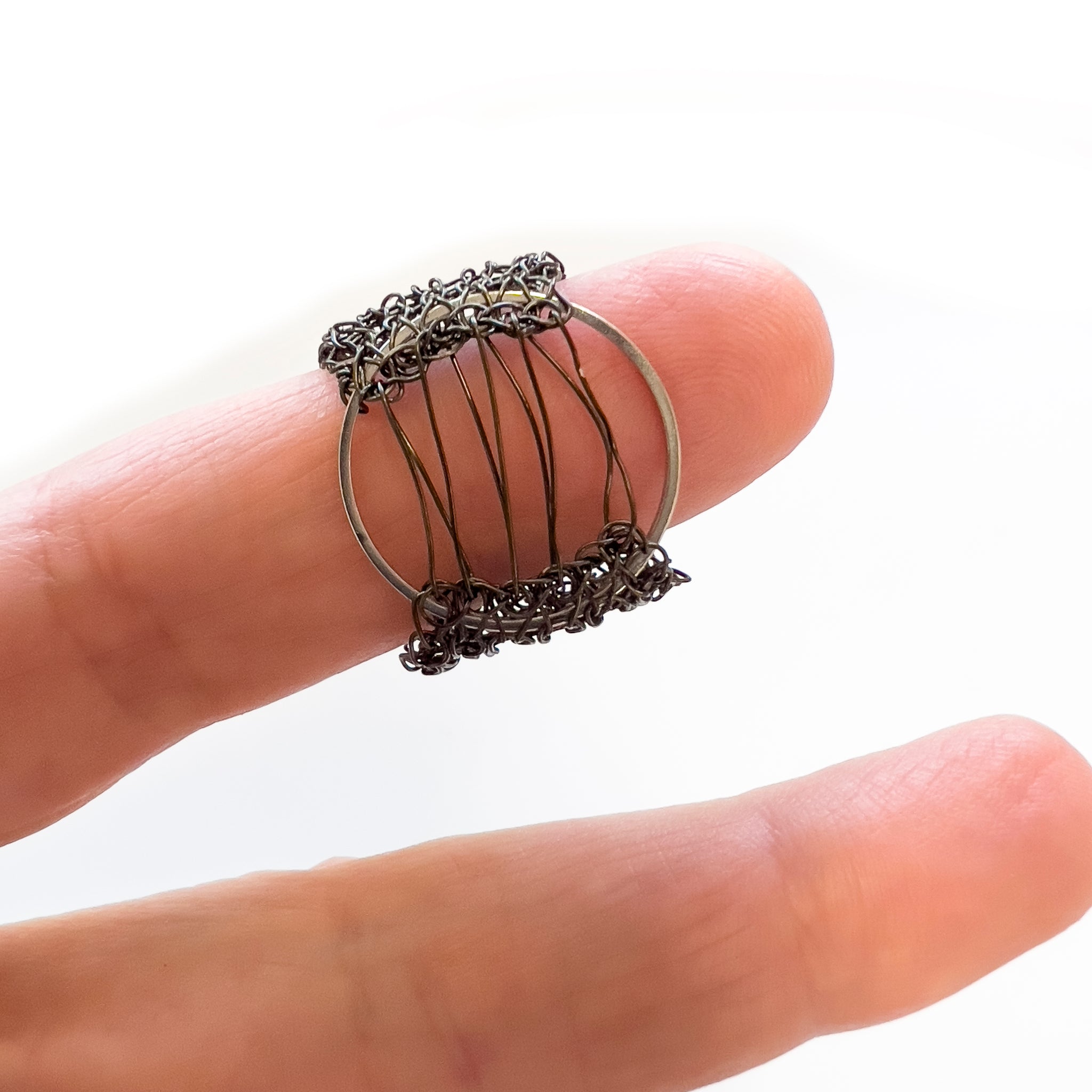 Circle Rings - Wire Crochet Ring Pattern - How to Crochet A Ring with Wire Video Upgrade / Plus Materials / Gold Colorway