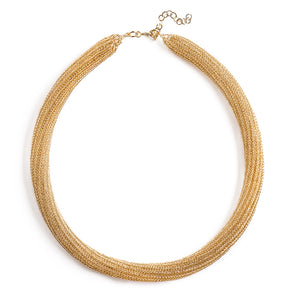 Gold tube necklace , double knitted tube - Yooladesign