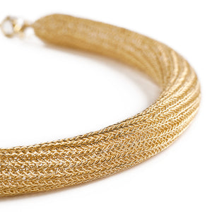 Gold tube necklace , double knitted tube - Yooladesign