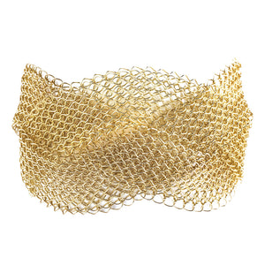 Gold Braided Bracelet , gold filled wire crochet woven cuff bracelet - Yooladesign