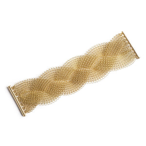 Gold Braided Bracelet , gold filled wire crochet woven cuff bracelet - Yooladesign