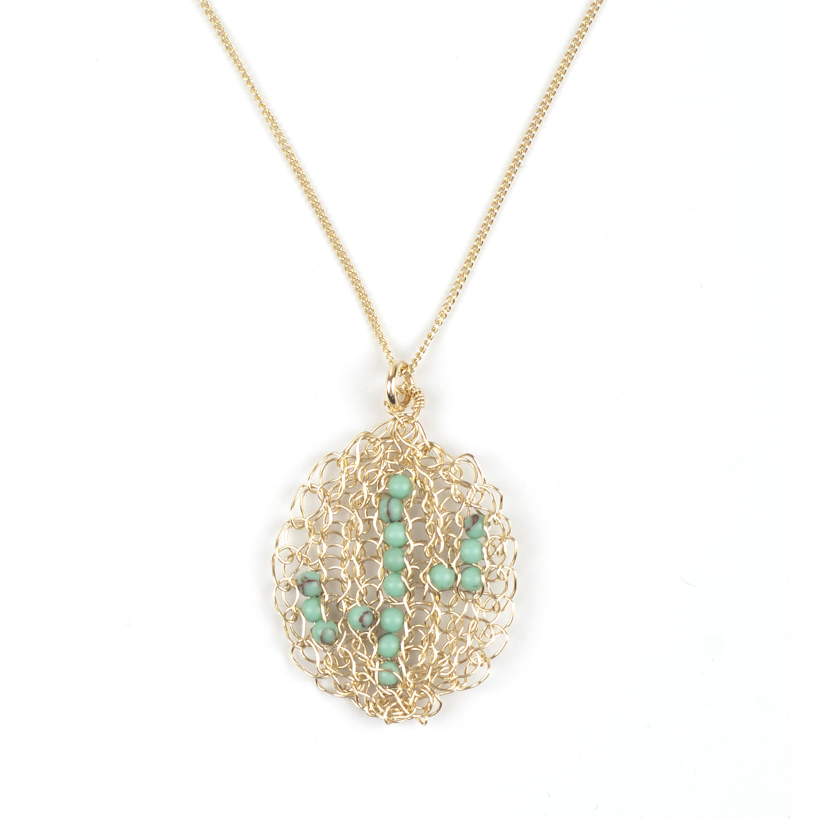 Cactus necklace - gold and turquoise - Yooladesign