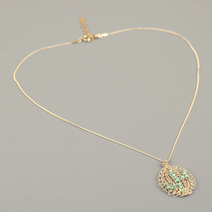 Cactus necklace - gold and turquoise - Yooladesign
