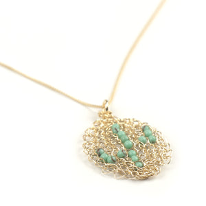 Cactus necklace - gold and turquoise - Yooladesign