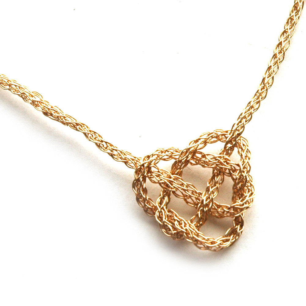 Celtic heart knot necklace , wire crochet in gold - Yooladesign