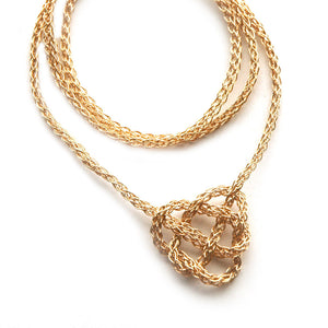Celtic heart knot necklace , wire crochet in gold - Yooladesign