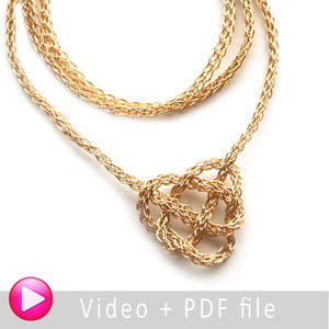 Wire Crochet Necklace - Celtic Heart Knot Necklace, a wire crochet Video and PDF tutorial by Yoola - Yooladesign