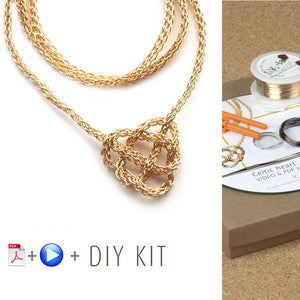 How to wire crochet a celtic heart necklace  - DIY kit - Yooladesign