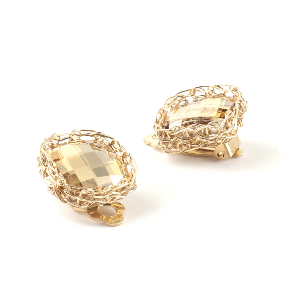Clip on Earrings ,  Amber geometric earrings - Yooladesign