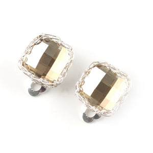 Bridal Clip On Earrings in Silver , Bridesmaids Gift , Wedding Jewelry , Swarovski Crystal - Yooladesign