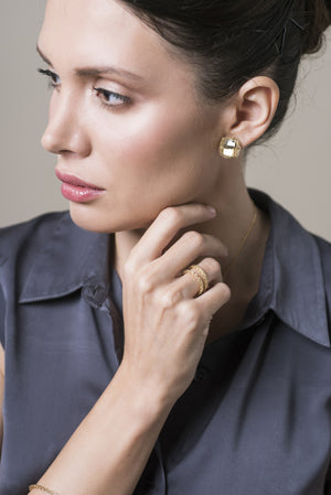 Clip on Earrings ,  Amber geometric earrings - Yooladesign