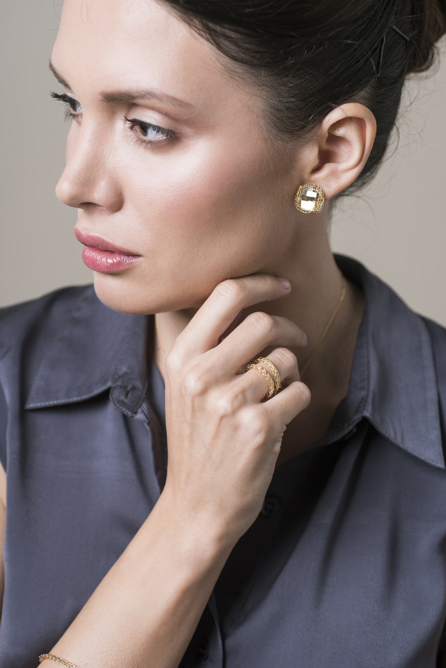 Post Earrings , Smoky geometric sparkly earrings - Yooladesign
