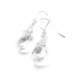 Crocheted Silver Drops , silver and clear swarovski crystal - Yooladesign