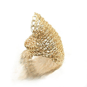 Cleopatra gold ring , wire crochet yellow gold filled ring - Yooladesign