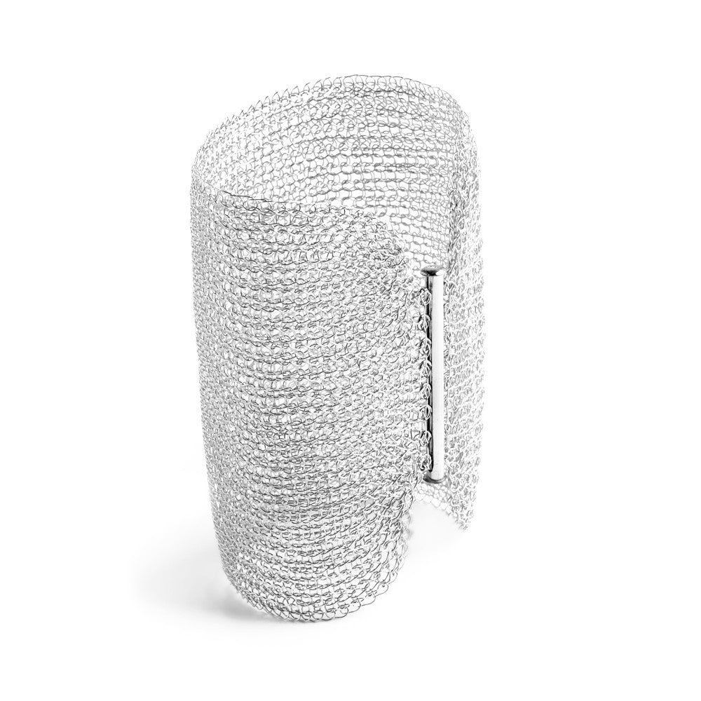 Cleopatra Silver Cuff Bracelet , wire crocheted jewelry - Yooladesign