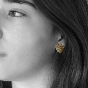 Clip on Flower Earrings , Wire Crochet Flower Earrings  , Gold Earrings , Clip-on Earrings - Yooladesign