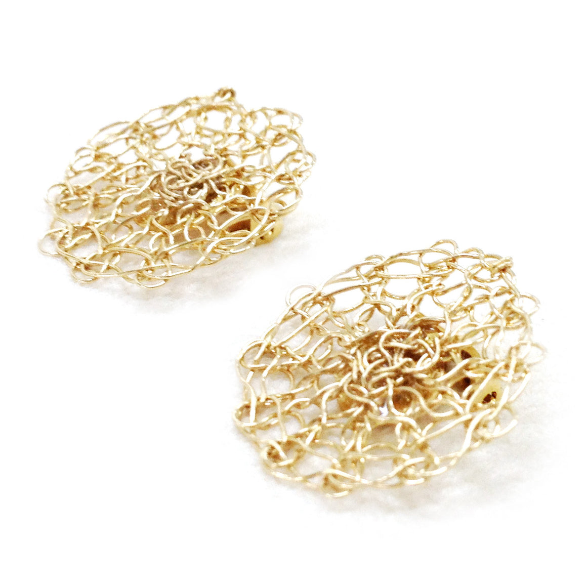 Clip on Flower Earrings , Wire Crochet Flower Earrings  , Gold Earrings , Clip-on Earrings - Yooladesign