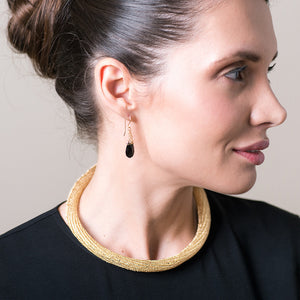 Wire Crochet earrings, drop earrings , Rose gold earrings with a clear swarovski crystal - Yooladesign
