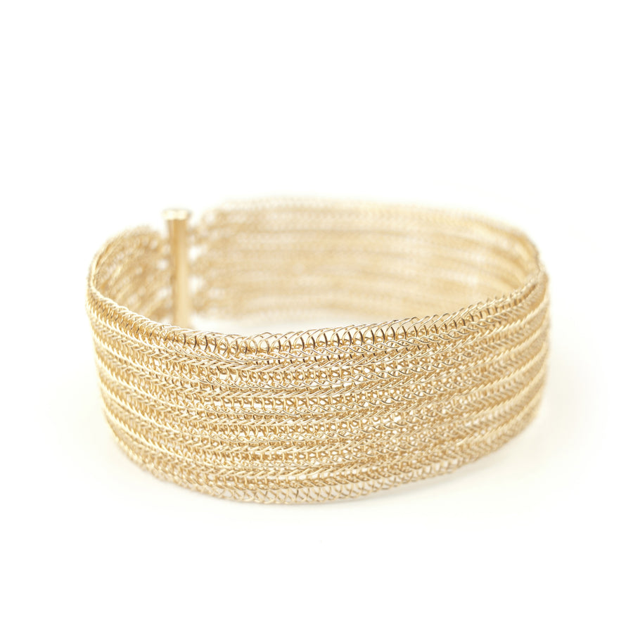 Double knit gold filled cuff bracelet - Yooladesign