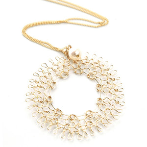 Silver Dreamcatcher pendant necklace , wire crocheted dream catcher - Yooladesign